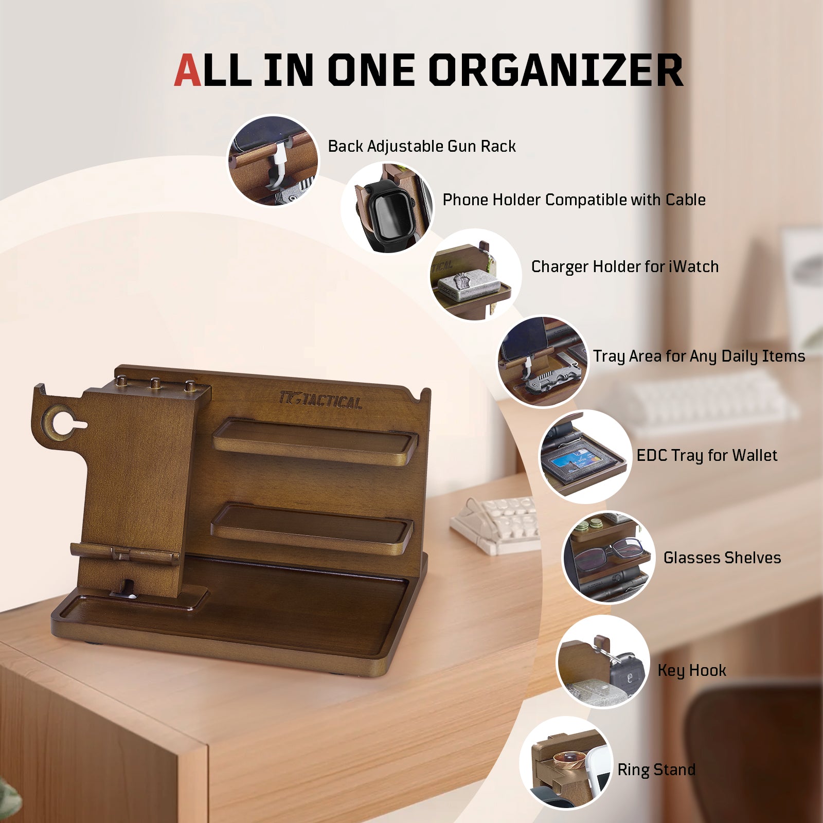 1TG Tactical Hidden Pistol Wood Docking Station